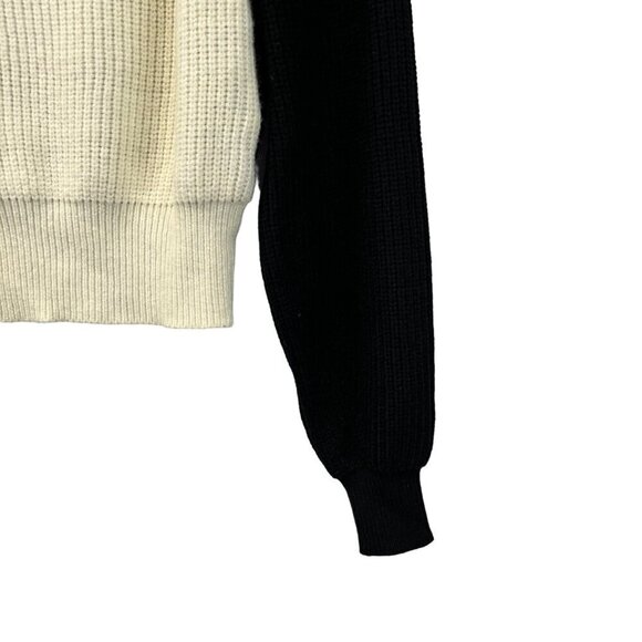 Dee Elly Womens Cut Out Sweater Long Sleeve Black/Ivory Colorblock Size Small - Picture 4 of 9